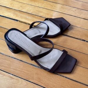 Dear Frances Dark Brown Strappy Square Toe Block Heels
